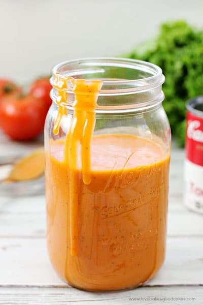 Tomato Soup Salad Dressing in a jar.