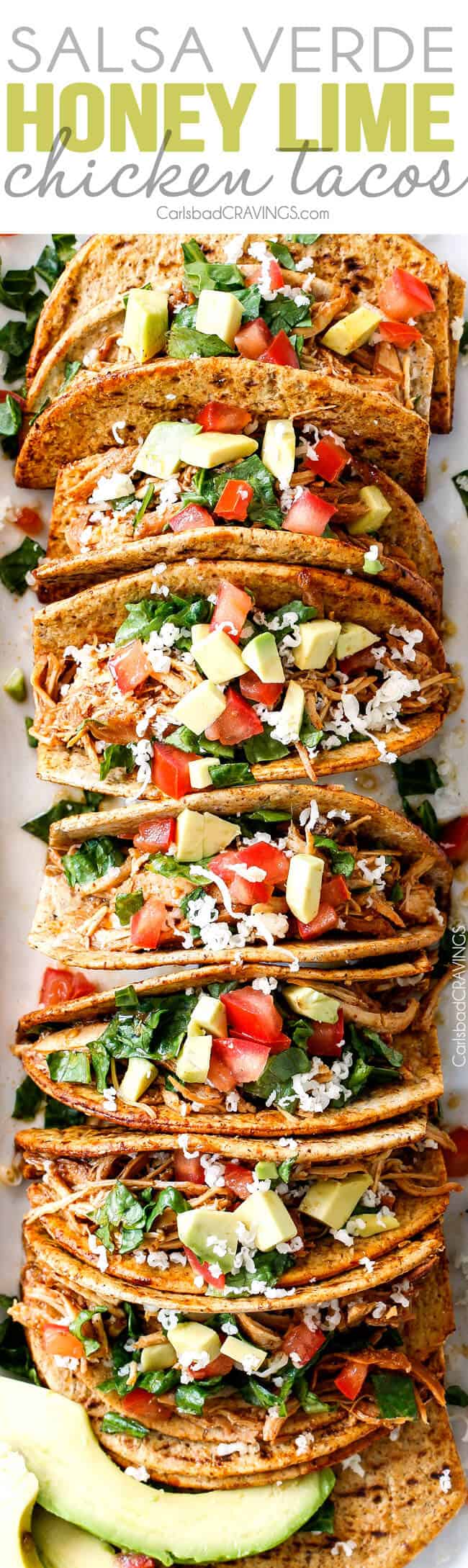 Slow Cooker Salsa Verde Honey Lime Chicken (and tacos) 