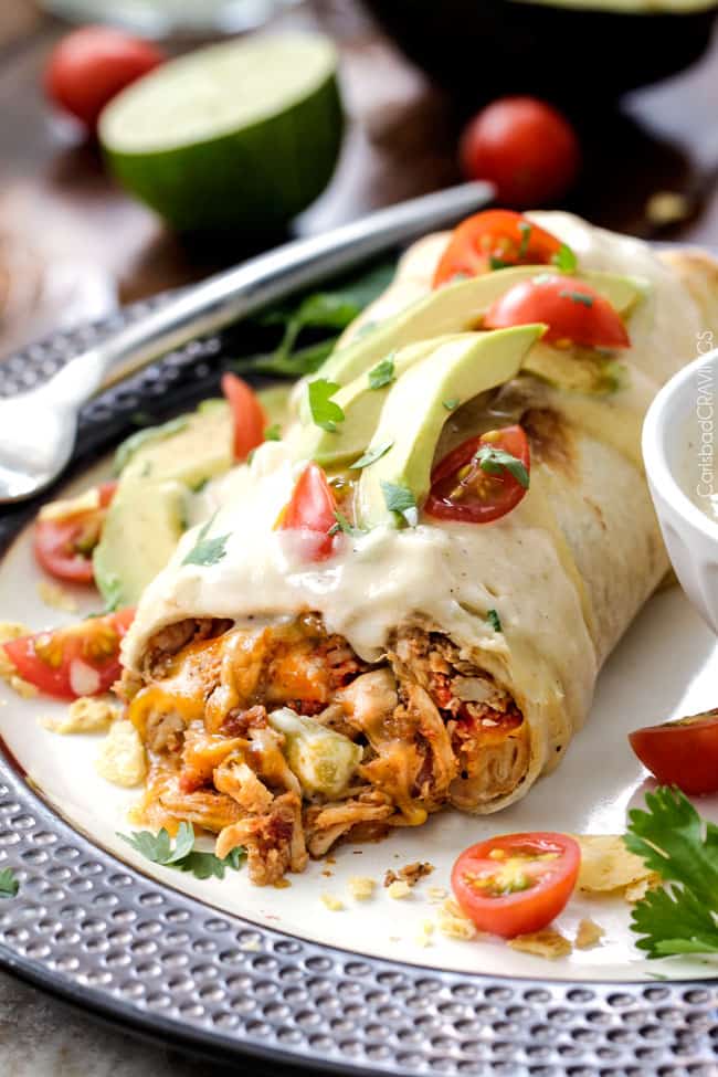 Smothered Baked Chicken Burritos - Carlsbad Cravings
